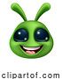 Vector Illustration of Cartoon Green Alien Cute Emoticon Martian Face Cartoon by AtStockIllustration