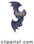 Vector Illustration of Cartoon Halloween Vampire Bat Character Sign by AtStockIllustration