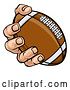 Vector Illustration of Cartoon Hand Holding American Football Ball by AtStockIllustration