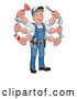 Vector Illustration of Cartoon Handyman Tools Caretaker Construction Guy by AtStockIllustration