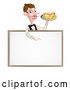 Vector Illustration of Cartoon Hotdog and Fries Waiter Sign by AtStockIllustration