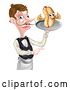 Vector Illustration of Cartoon Hotdog Waiter Butler Pointing by AtStockIllustration