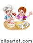 Vector Illustration of Cartoon Kid Chef Characters Baking by AtStockIllustration