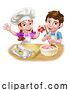 Vector Illustration of Cartoon Kid Chef Child Characters Baking by AtStockIllustration