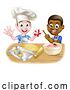 Vector Illustration of Cartoon Kid Chefs Cooking by AtStockIllustration