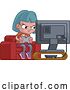 Vector Illustration of Cartoon Kid Girl Gamer Playing Video Games Console Cartoon by AtStockIllustration