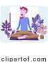 Vector Illustration of Cartoon Lady Meditating Doing Yoga Pilates Illustration by AtStockIllustration