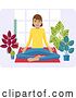 Vector Illustration of Cartoon Lady Meditating Doing Yoga Pilates Illustration by AtStockIllustration