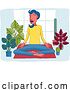 Vector Illustration of Cartoon Lady Meditating Doing Yoga Pilates Illustration by AtStockIllustration