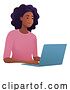 Vector Illustration of Cartoon Lady Using Laptop Computer Illustration by AtStockIllustration