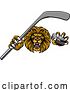 Vector Illustration of Cartoon Lion Ice Hockey Player Sports Mascot by AtStockIllustration