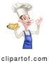 Vector Illustration of Cartoon Male Chef Holding a Hot Dog and Fries on a Tray and Gesturing Perfect by AtStockIllustration