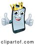 Vector Illustration of Cartoon Mobile Phone King Crown Thumbs up Mascot by AtStockIllustration