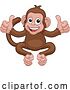 Vector Illustration of Cartoon Monkey Animal Giving Double Thumbs up by AtStockIllustration