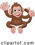 Vector Illustration of Cartoon Monkey Animal Waving and Giving Thumbs up by AtStockIllustration