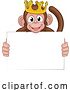 Vector Illustration of Cartoon Monkey King Crown Animal Holding Sign by AtStockIllustration