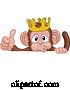 Vector Illustration of Cartoon Monkey King Crown Animal Thumbs up Sign by AtStockIllustration