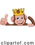 Vector Illustration of Cartoon Monkey King Crown Animal Thumbs up Sign by AtStockIllustration