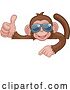 Vector Illustration of Cartoon Monkey Sunglasses Thumbs up Pointing Sign Cartoon by AtStockIllustration