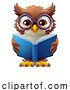 Vector Illustration of Cartoon Owl Wise Cute Cird Character Reading Book by AtStockIllustration