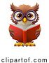 Vector Illustration of Cartoon Owl Wise Cute Cird Character Reading Book by AtStockIllustration
