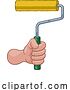 Vector Illustration of Cartoon Painter Decorator Hand Fist Paint Roller Cartoon by AtStockIllustration