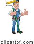 Vector Illustration of Cartoon Painter Decorator Paint Roller Handy Guy by AtStockIllustration