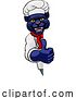 Vector Illustration of Cartoon Panther Chef Mascot Sign Character by AtStockIllustration