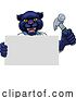 Vector Illustration of Cartoon Panther Hammer Mascot Handyman Carpenter by AtStockIllustration