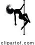 Vector Illustration of Cartoon Pole Dancing Lady Silhouette by AtStockIllustration
