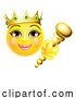 Vector Illustration of Cartoon Queen Princess Emoticon Gold Crown Face by AtStockIllustration