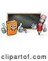 Vector Illustration of Cartoon Red Pencil and Orange Book in Front of a Blackboard by AtStockIllustration