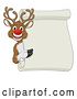 Vector Illustration of Cartoon Reindeer Christmas Scroll Sign Cartoon by AtStockIllustration