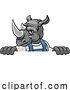 Vector Illustration of Cartoon Rhino Mascot Plumber Mechanic Handyman Worker by AtStockIllustration