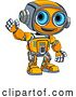 Vector Illustration of Cartoon Robot Mascot Cute Fun Alien Character Guy by AtStockIllustration