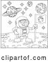 Vector Illustration of Cartoon Space Scene Astronaut on Moon by AtStockIllustration