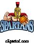 Vector Illustration of Cartoon Spartan Trojan Basketball Sports Mascot by AtStockIllustration