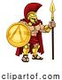 Vector Illustration of Cartoon Spartan Warrior Roman Gladiator or Trojan Cartoon by AtStockIllustration