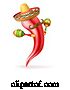 Vector Illustration of Cartoon Spicy Red Pepper Mexican Mascot by AtStockIllustration