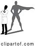 Vector Illustration of Cartoon Superhero Scientist Super Hero Shadow Silhouette by AtStockIllustration