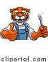 Vector Illustration of Cartoon Tiger Electrician Handyman Holding Screwdriver by AtStockIllustration