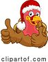 Vector Illustration of Cartoon Turkey in Santa Hat Christmas Thanksgiving Cartoon by AtStockIllustration