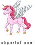 Vector Illustration of Cartoon Unicorn Pegasus Wings Horn Horse Animal Cartoon by AtStockIllustration