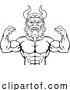 Vector Illustration of Cartoon Viking Barbarian Mascot Muscle Strong Cartoon by AtStockIllustration