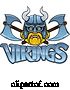 Vector Illustration of Cartoon Viking Mascot Warrior Crossed Axes Sign Graphic by AtStockIllustration