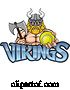 Vector Illustration of Cartoon Viking Tennis Sports Mascot by AtStockIllustration