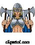 Vector Illustration of Cartoon Viking Trojan Spartan Celtic Warrior Knight Lady by AtStockIllustration