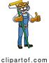 Vector Illustration of Cartoon Wildcat Painter Decorator Paint Roller Mascot Guy by AtStockIllustration