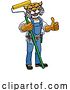 Vector Illustration of Cartoon Wildcat Painter Decorator Paint Roller Mascot Guy by AtStockIllustration