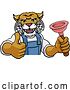 Vector Illustration of Cartoon Wildcat Plumber Mascot Holding Plunger by AtStockIllustration